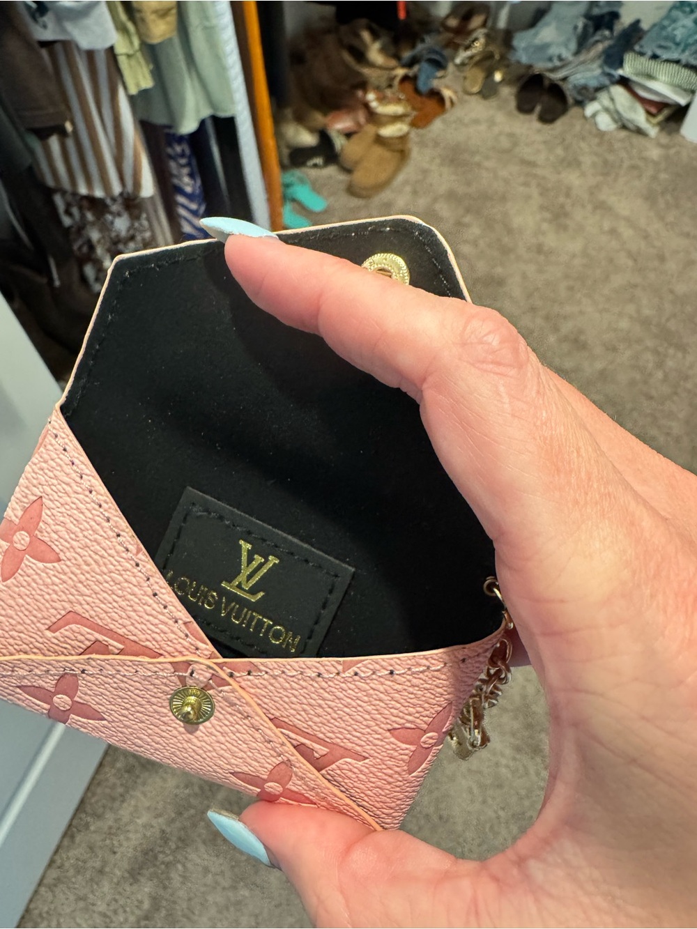 Pink Monogram Coin Pouch Keychain - Picture 2 of 3